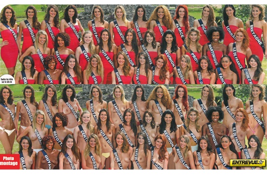 Toutes les candidates à Miss France nue.